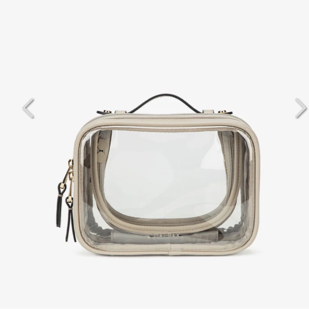 Calpak Small Clear Cosmetics Case in Stone